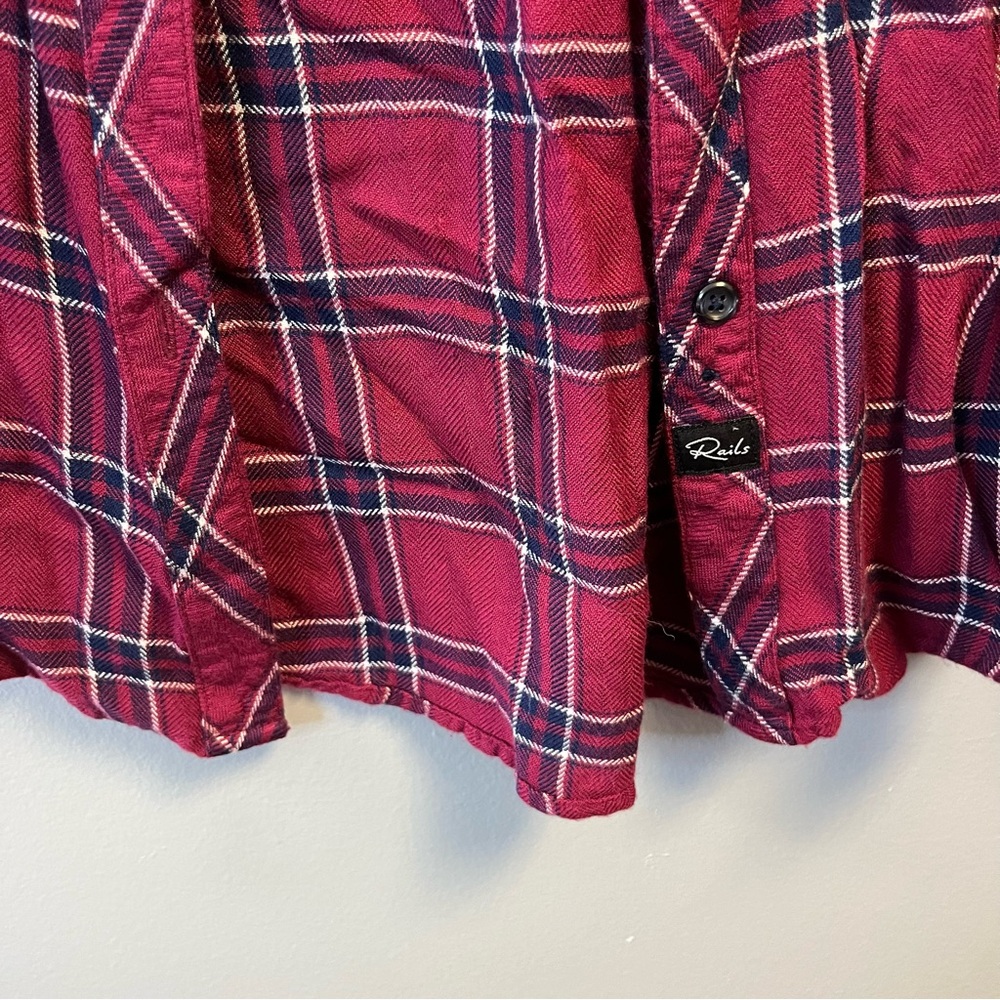 Rails Button Up Hunter Plaid Shirt In Merlot Navy… - image 7